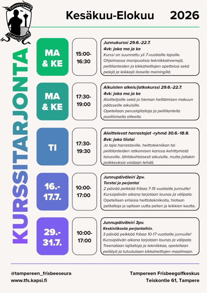 Kesän kurssitarjonta